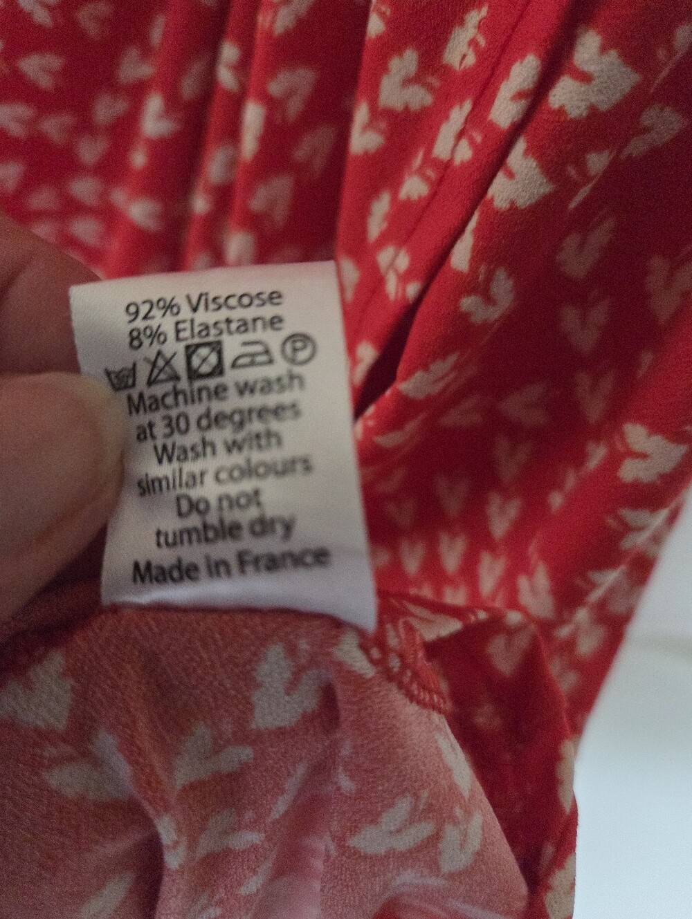 Red Floral Wrap Dress Short Sleeve V-Neck Cottagecore Boho Made In France Sz.12 - Picture 4 of 9